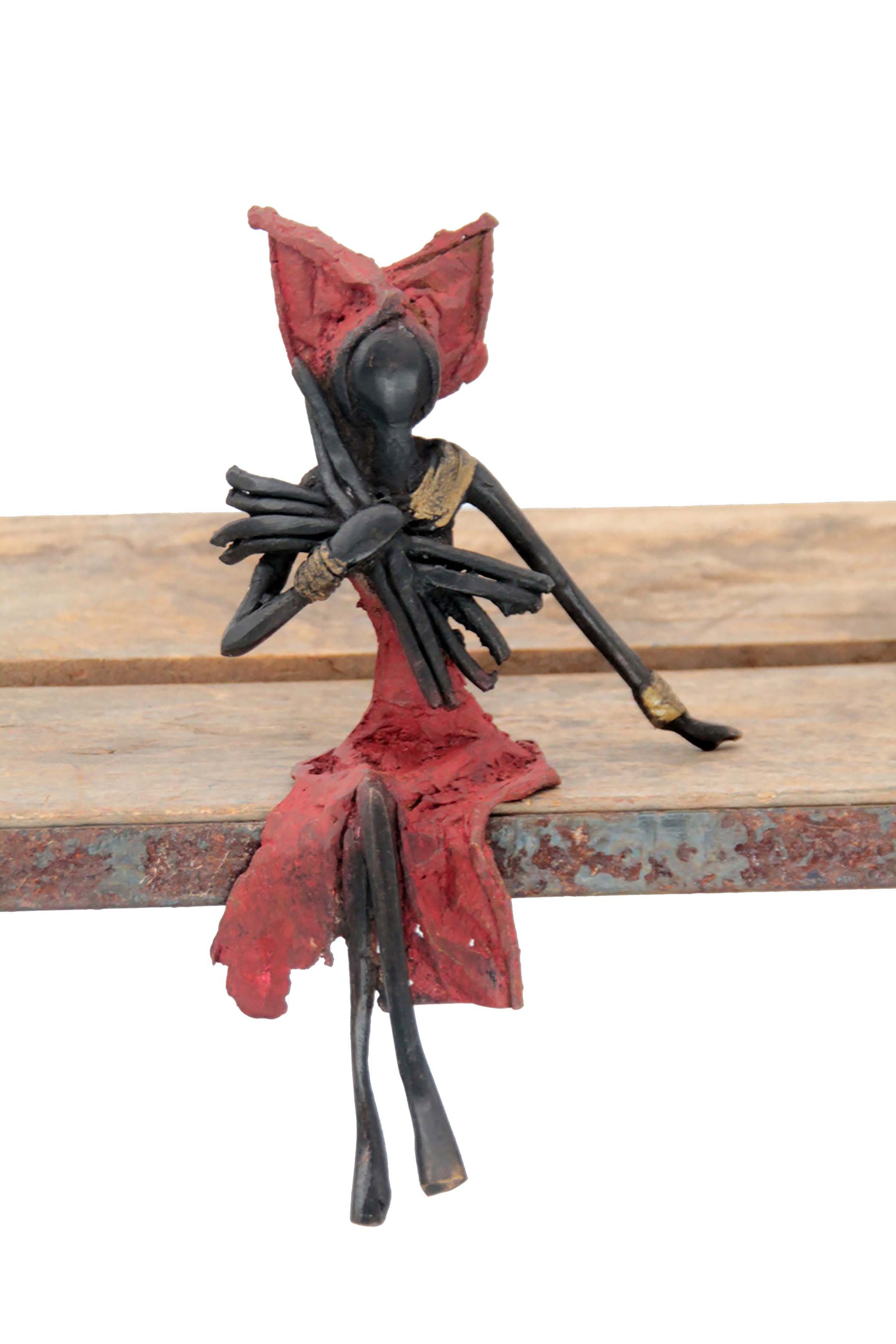 Bronze assis 20 cm rouge n°4 Bronzes d'Afrique