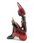Bronze assis à poser 25 cm rouge n°1