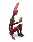 Bronze assis à poser 25 cm rouge n°1