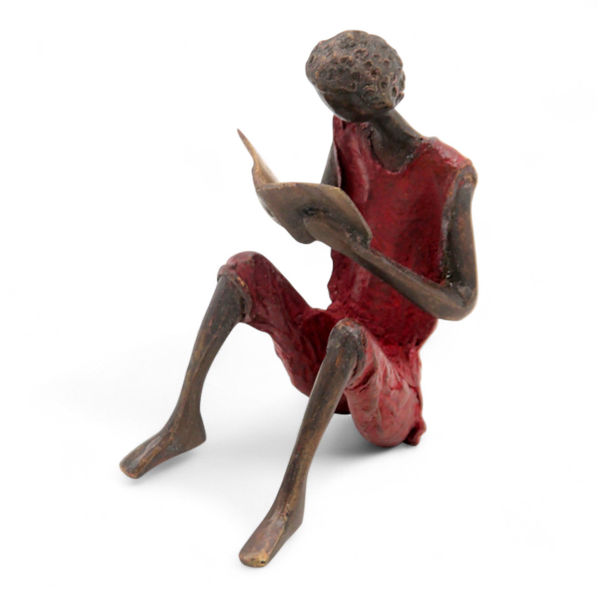 Bronze assis à poser 25 cm rouge n°6