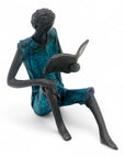 Bronze assis à poser 25 cm bleu n°1