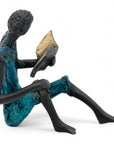 Bronze assis à poser 25 cm bleu n°1