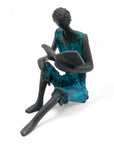 Bronze assis à poser 25 cm bleu n°1