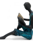Bronze assis à poser 25 cm bleu n°1