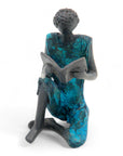Bronze assis à poser 25 cm bleu n°3