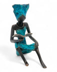 Bronze assis à poser 25 cm bleu n°4