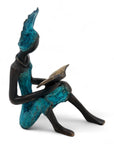 Bronze assis à poser 25 cm bleu n°4