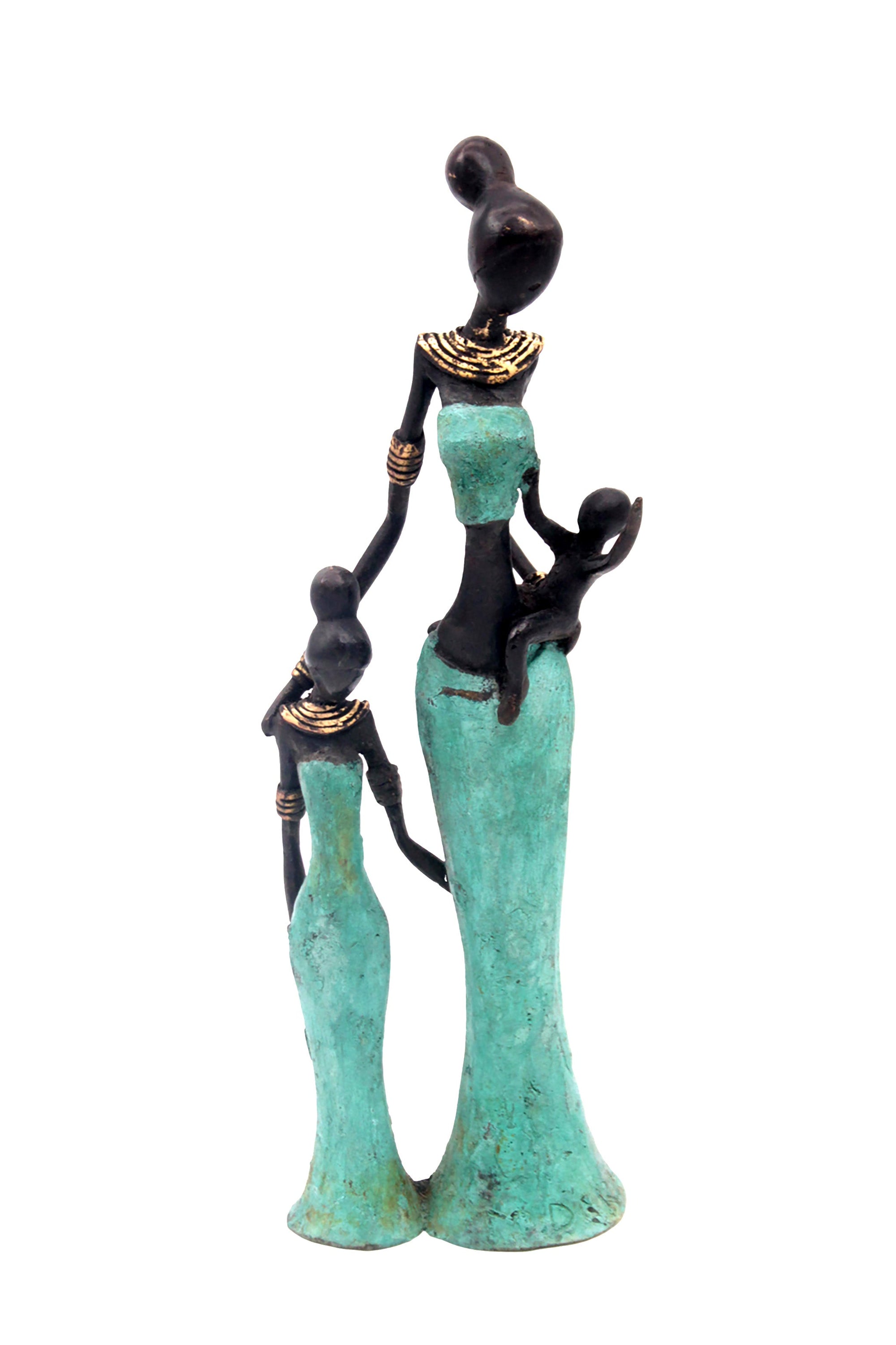 Bronze Mohamadi Dermé 30 cm turquoise n°1 Bronzes d'Afrique