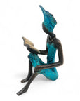 Bronze assis à poser 25 cm bleu n°4