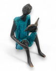 Bronze assis à poser 25 cm bleu n°7