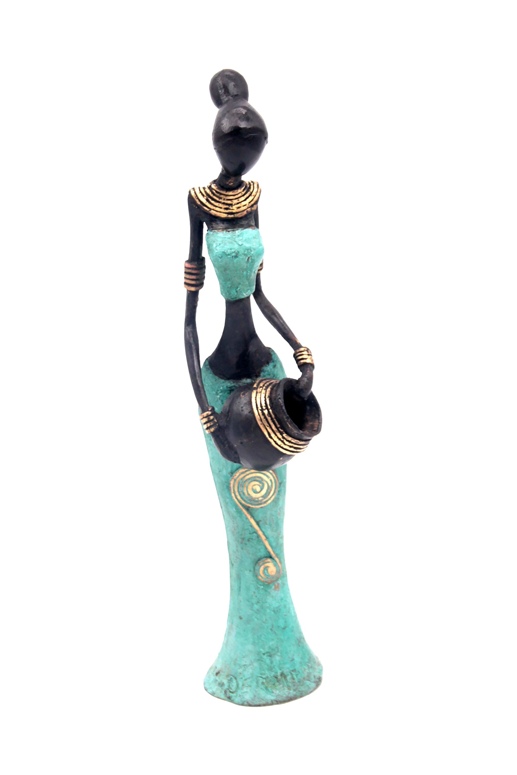 Bronze Mohamadi Dermé 30 cm turquoise n°2 Bronzes d'Afrique