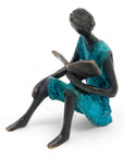Bronze assis à poser 25 cm bleu n°7