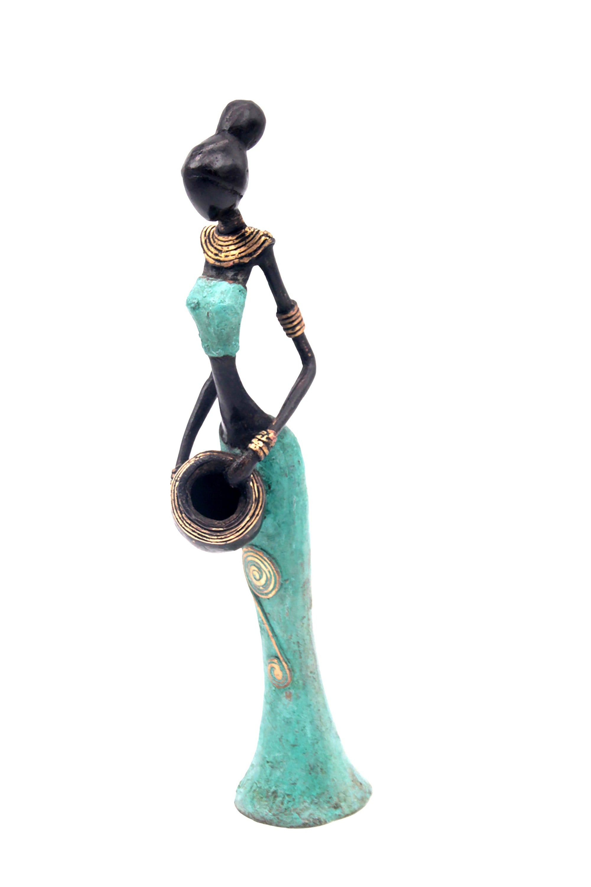 Bronze Mohamadi Dermé 30 cm turquoise n°2 Bronzes d'Afrique