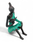 Bronze assis à poser 25 cm turquoise n°1