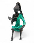 Bronze assis à poser 25 cm turquoise n°1