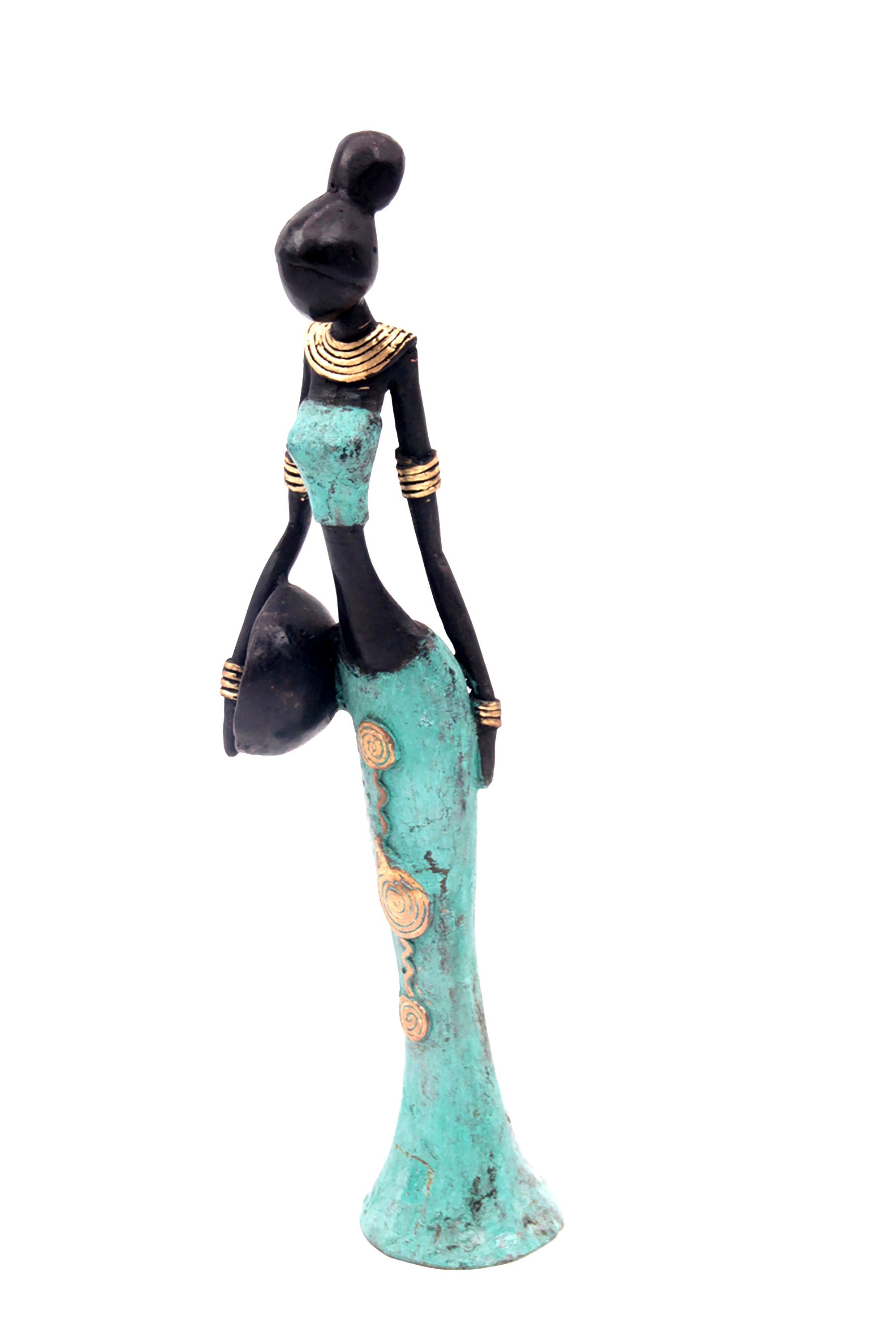 Bronze Mohamadi Dermé 30 cm turquoise n°3 Bronzes d'Afrique