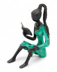 Bronze assis à poser 25 cm turquoise n°1