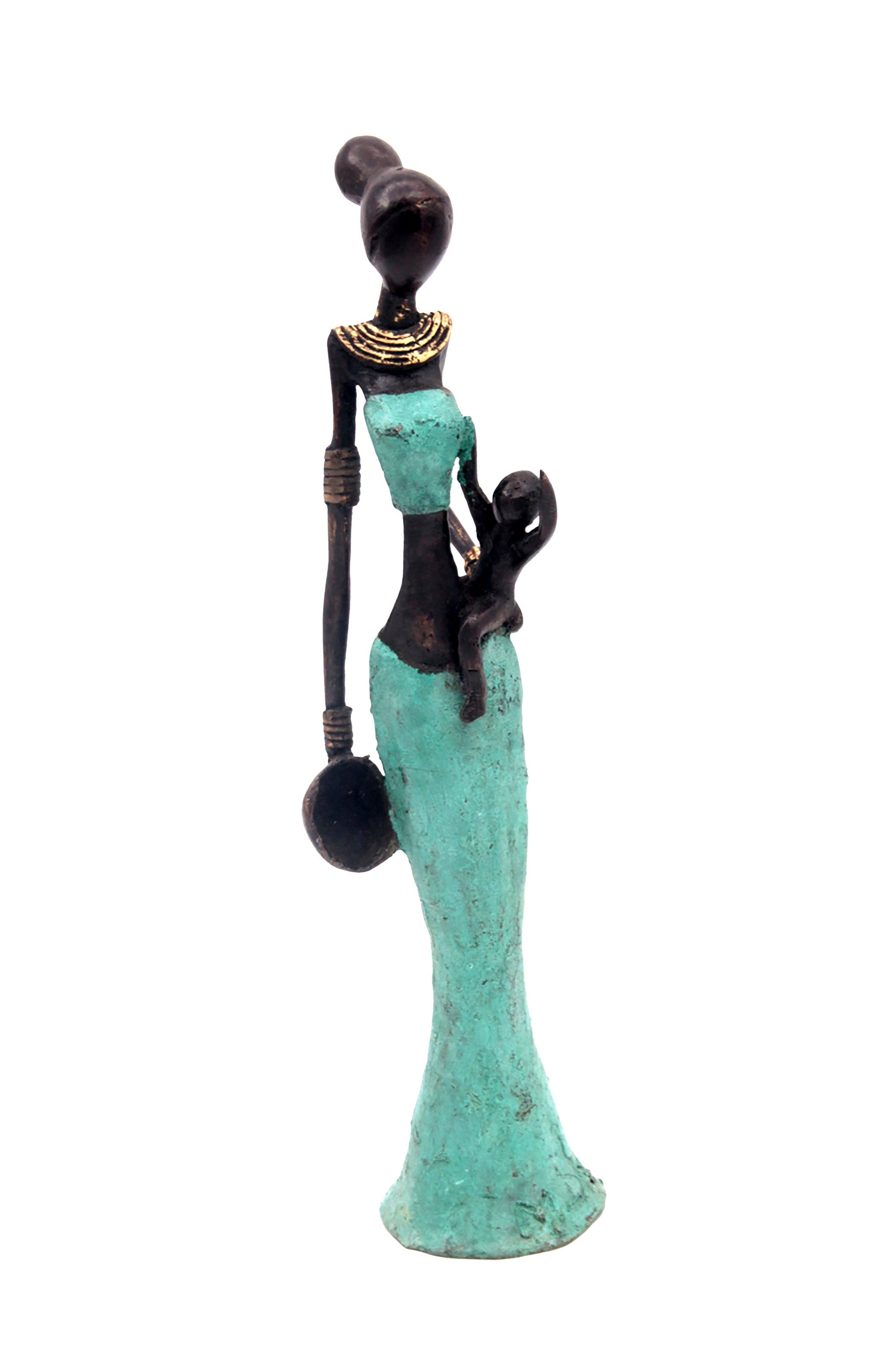 Bronze Mohamadi Dermé 30 cm turquoise n°4 Bronzes d'Afrique