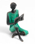Bronze assis à poser 25 cm turquoise n°2