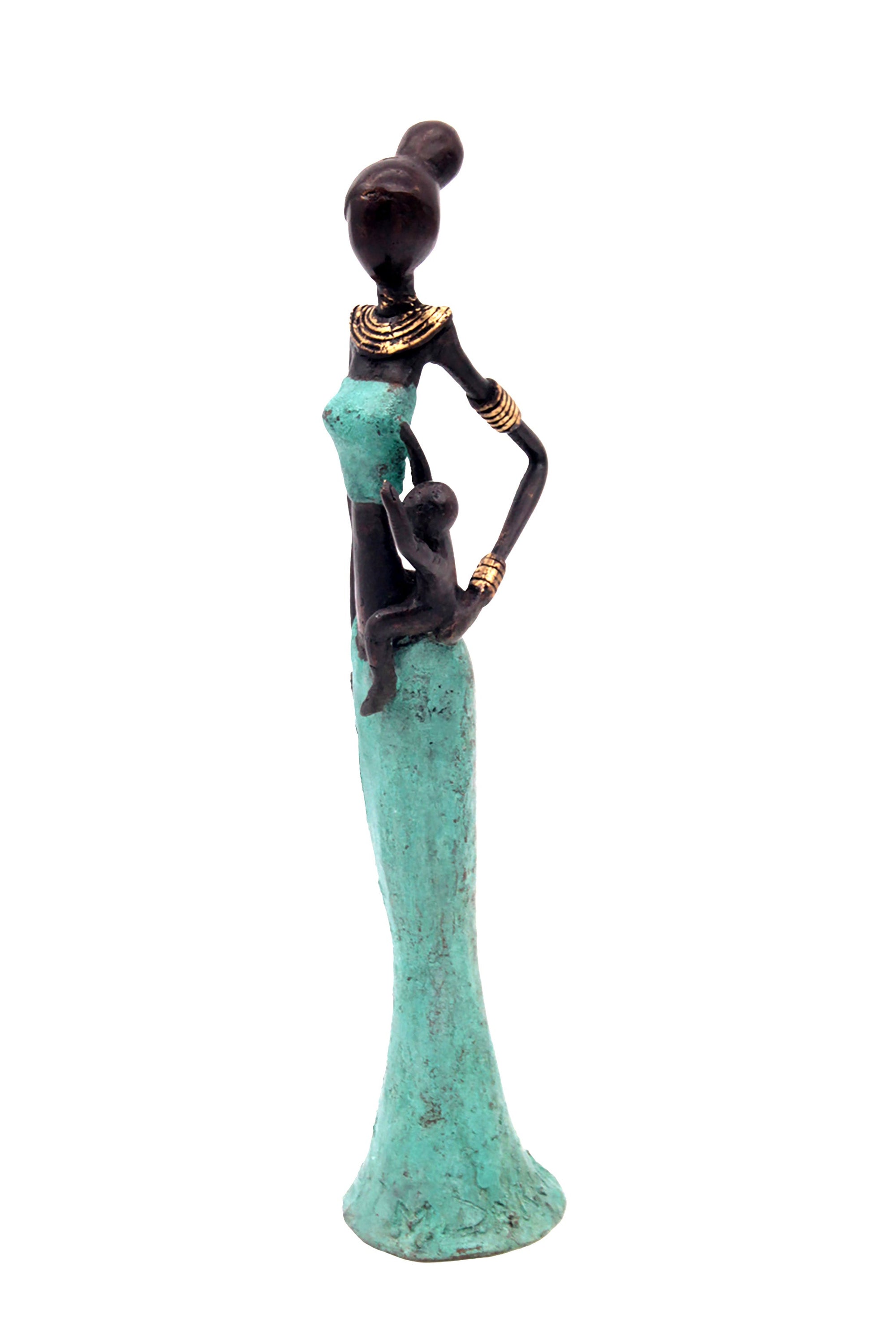 Bronze Mohamadi Dermé 30 cm turquoise n°4 Bronzes d'Afrique