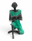 Bronze assis à poser 25 cm turquoise n°2