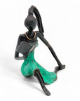 Bronze assis à poser 25 cm turquoise n°3