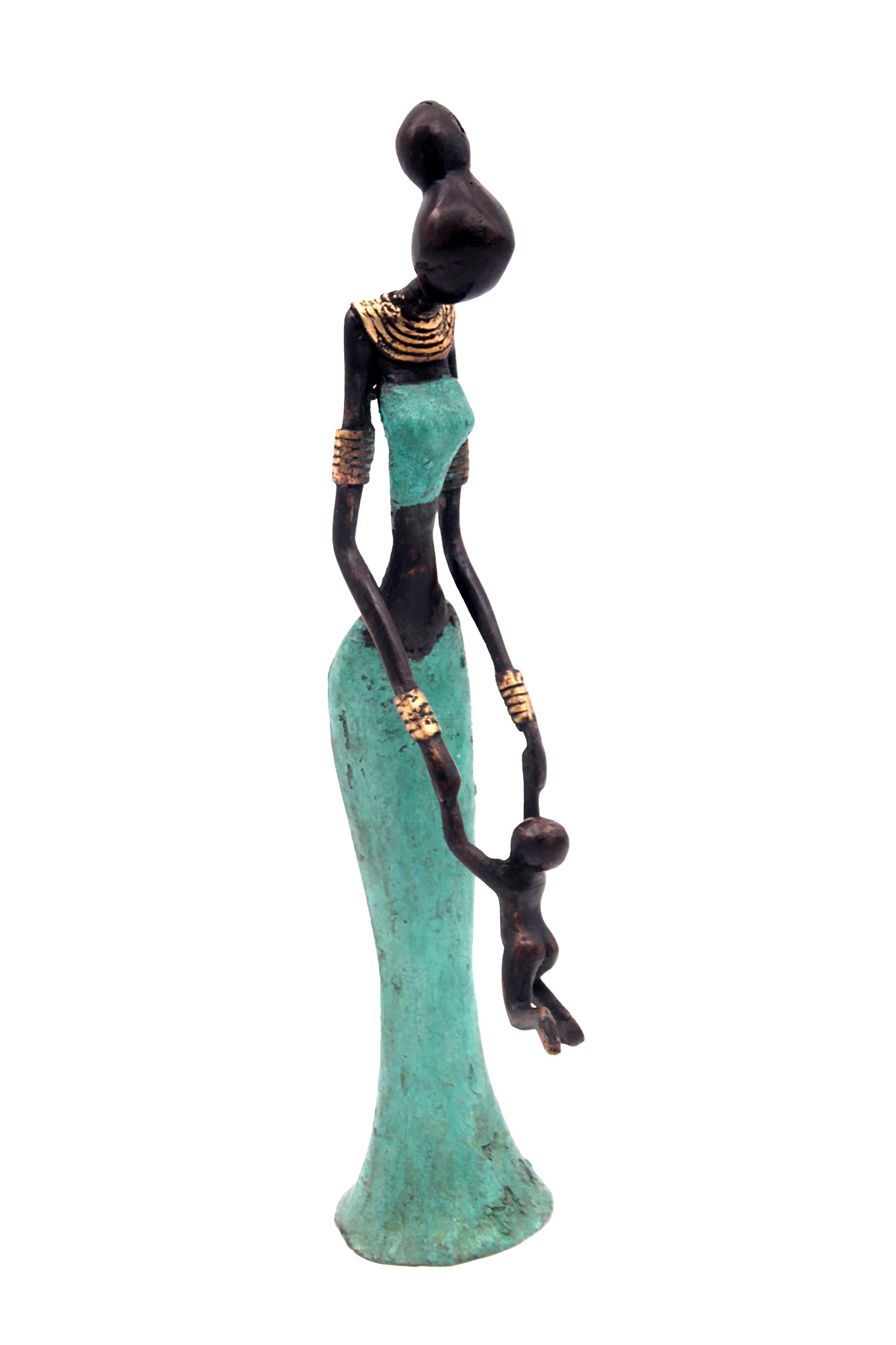Bronze Mohamadi Dermé 30 cm turquoise n°7 Bronzes d'Afrique