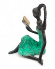 Bronze assis à poser 25 cm turquoise n°3