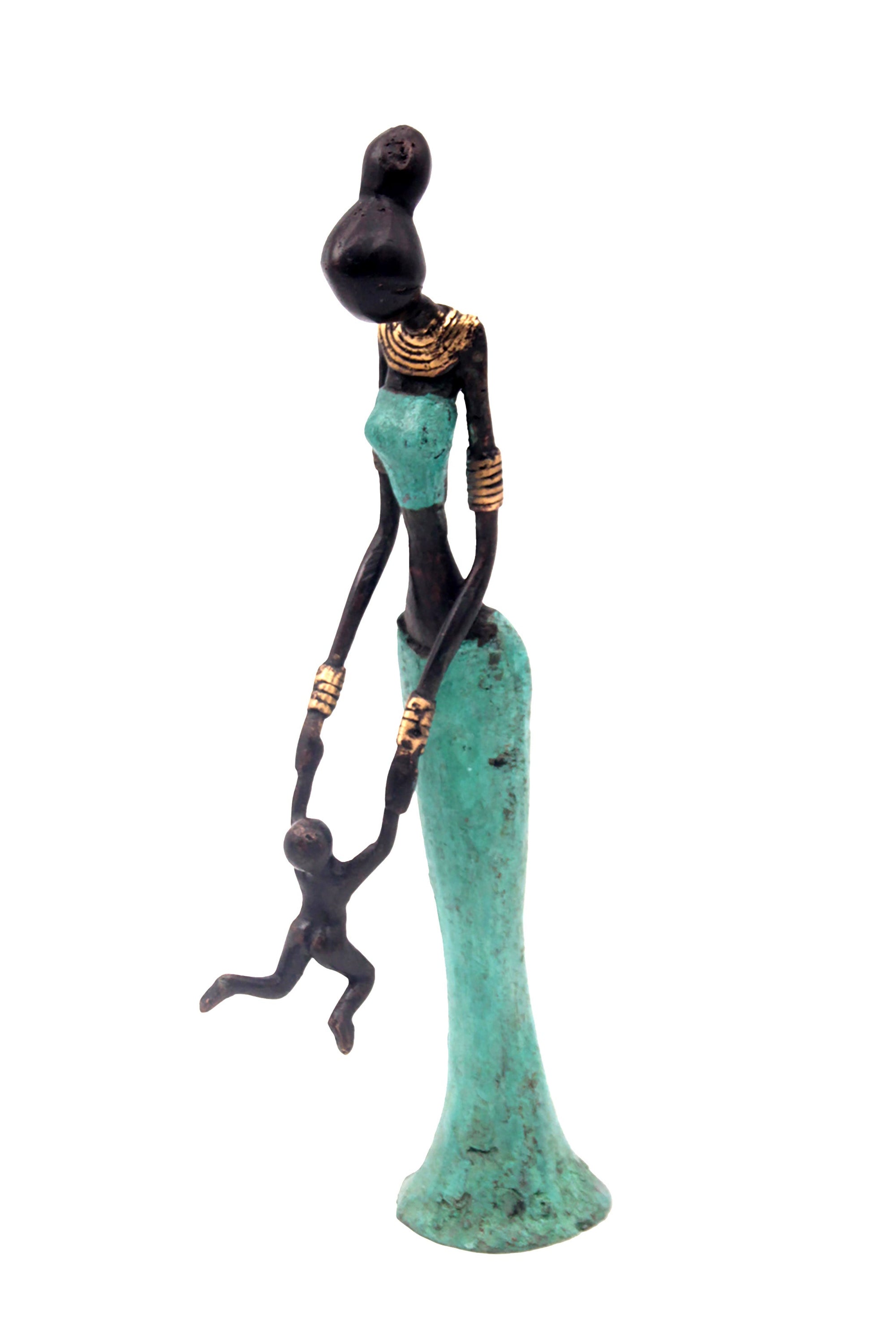 Bronze Mohamadi Dermé 30 cm turquoise n°7 Bronzes d'Afrique
