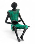 Bronze assis à poser 25 cm turquoise n°10