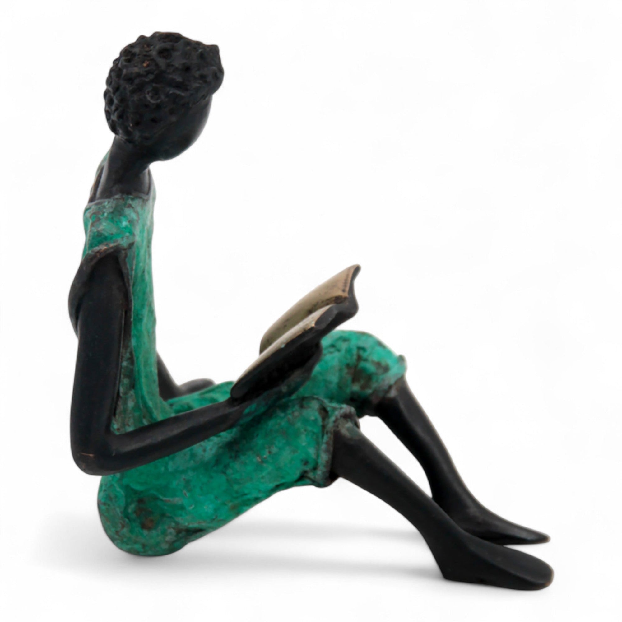 Bronze assis à poser 25 cm turquoise n°10