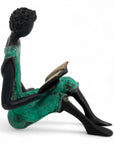 Bronze assis à poser 25 cm turquoise n°10