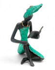 Bronze assis à poser 25 cm turquoise n°11