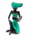 Bronze assis à poser 25 cm turquoise n°11