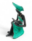 Bronze assis à poser 25 cm turquoise n°11