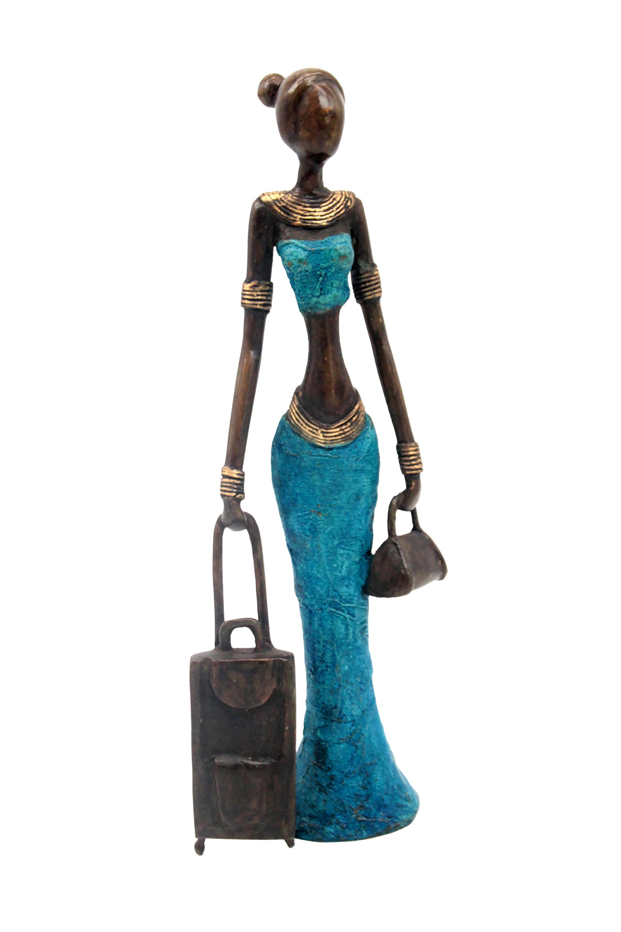 Bronze Mohamadi Dermé 30 cm bleu n°3 Bronzes d'Afrique