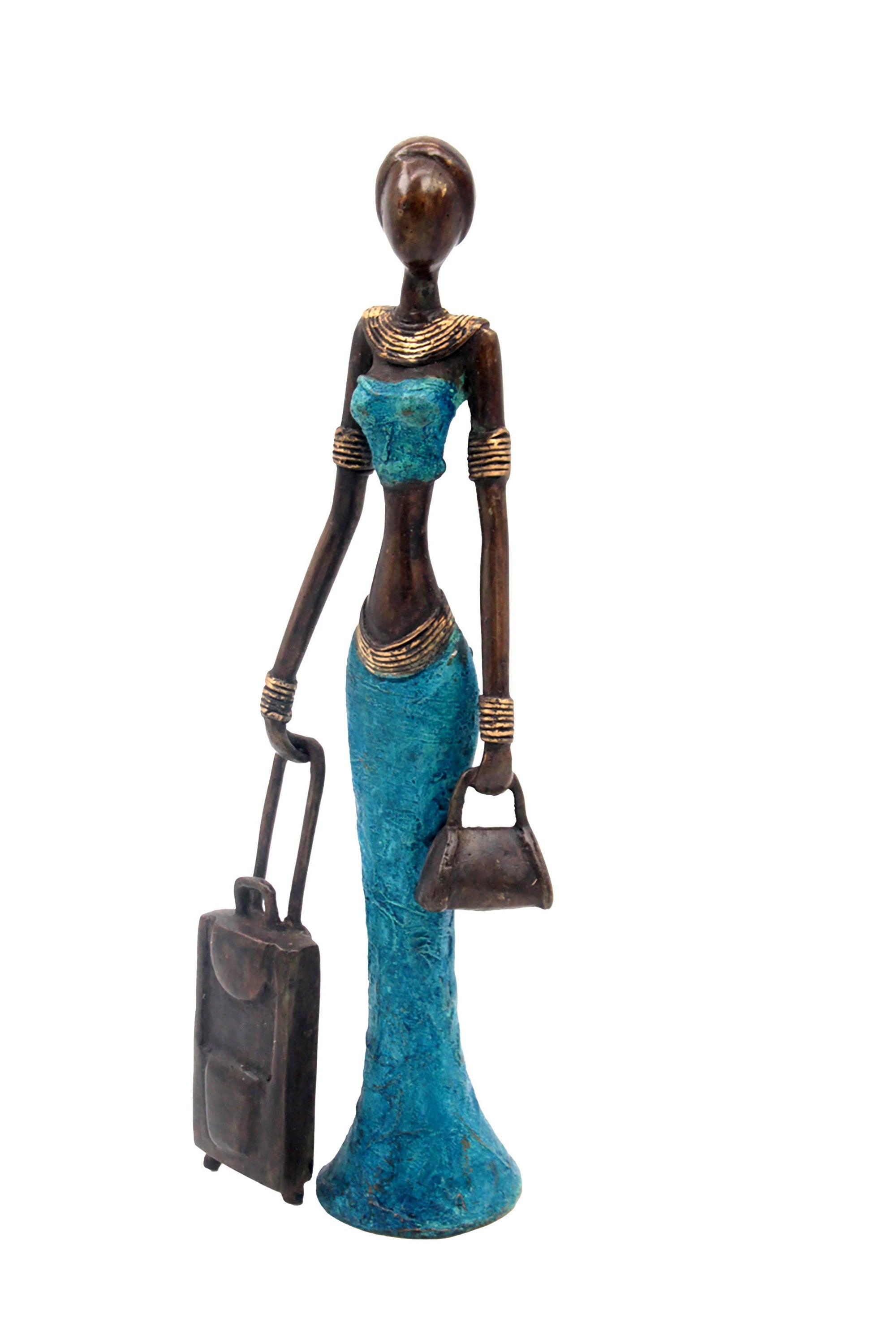 Bronze Mohamadi Dermé 30 cm bleu n°3 Bronzes d'Afrique