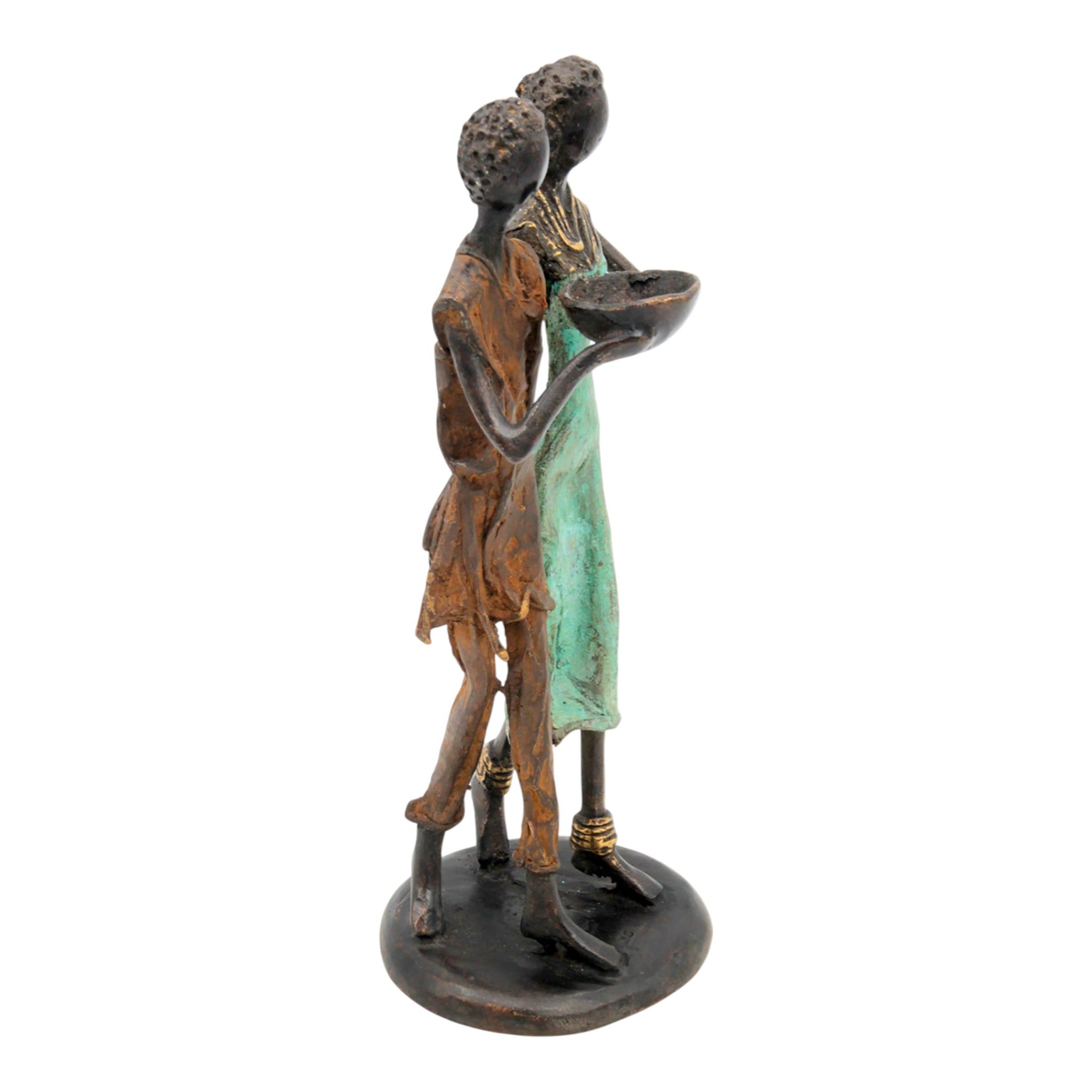 Bronze couple 25 cm marron et vert n°4