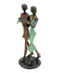 Bronze couple 25 cm marron et vert n°4