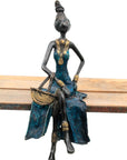 Bronze assis 35 cm bleu n°2