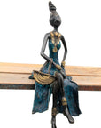 Bronze assis 35 cm bleu n°2
