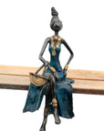 Bronze assis 35 cm bleu n°2