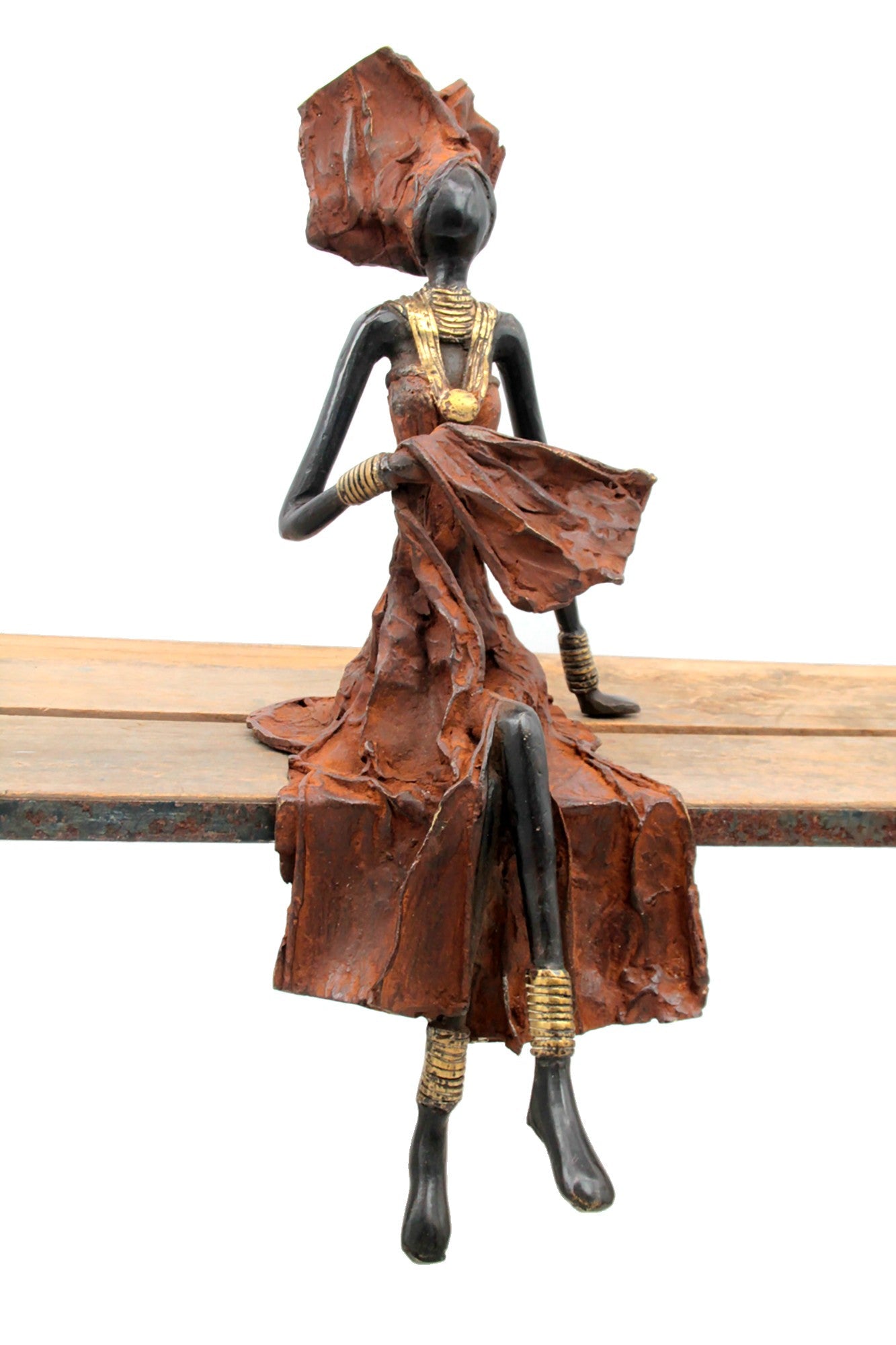 Bronze assis 40 cm marron n°6