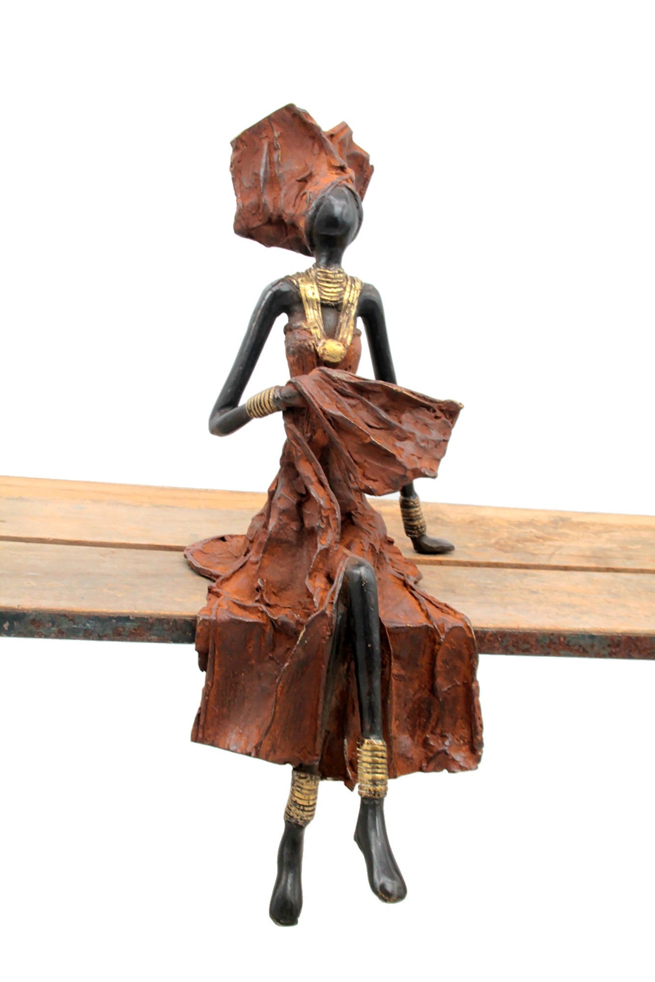 Bronze assis 40 cm marron n°6