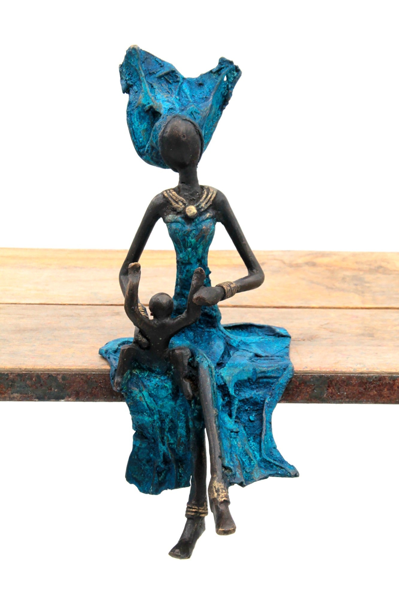 Bronze assis 25 cm bleu n°12