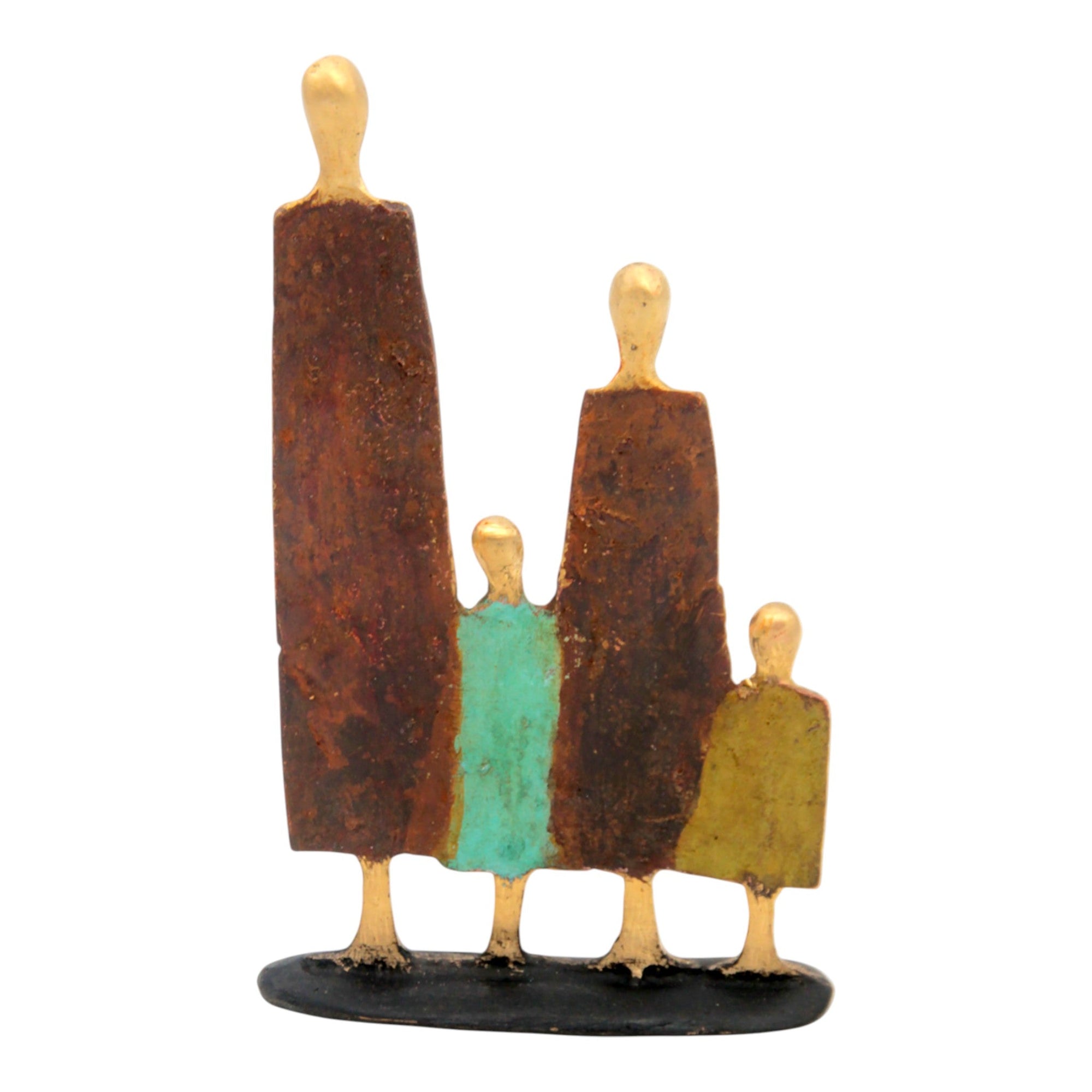 Famille 4 personnages marron et vert n°6