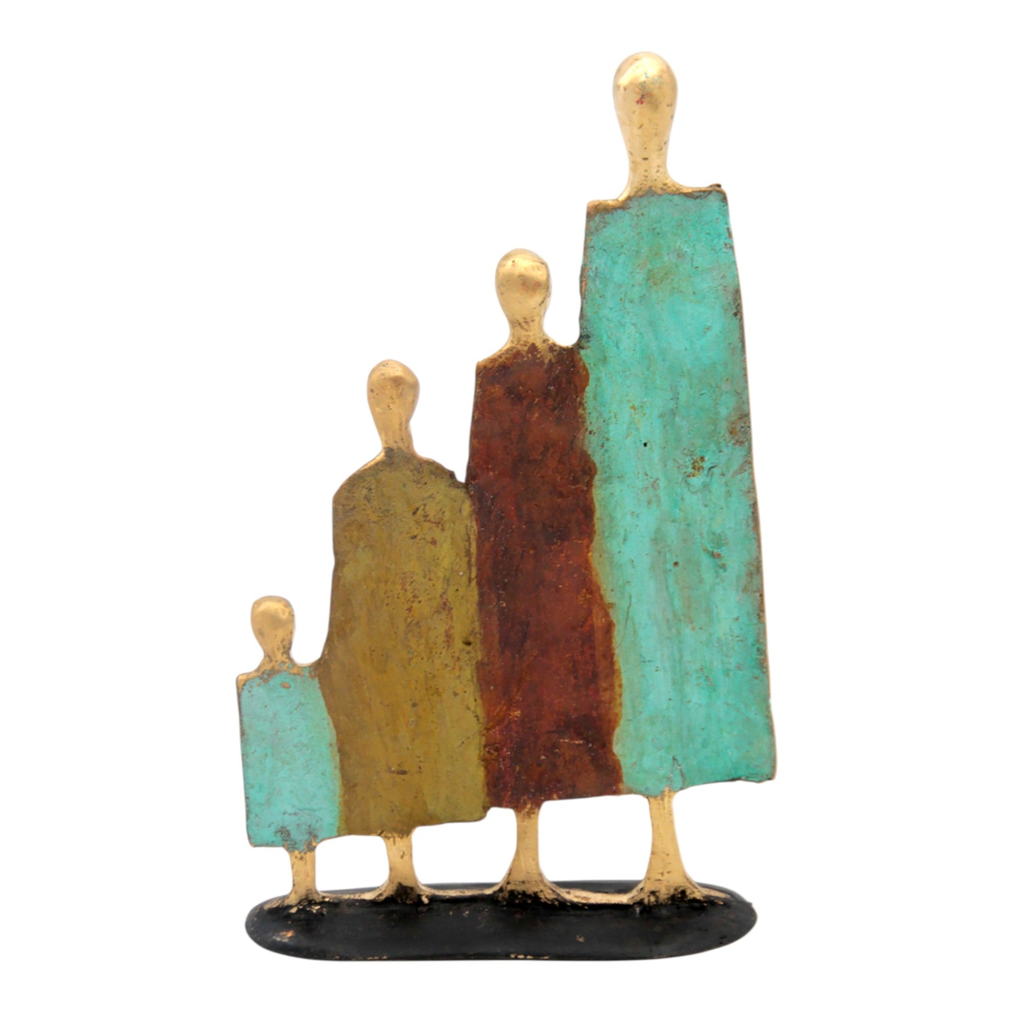 Famille 4 personnages marron et vert n°8