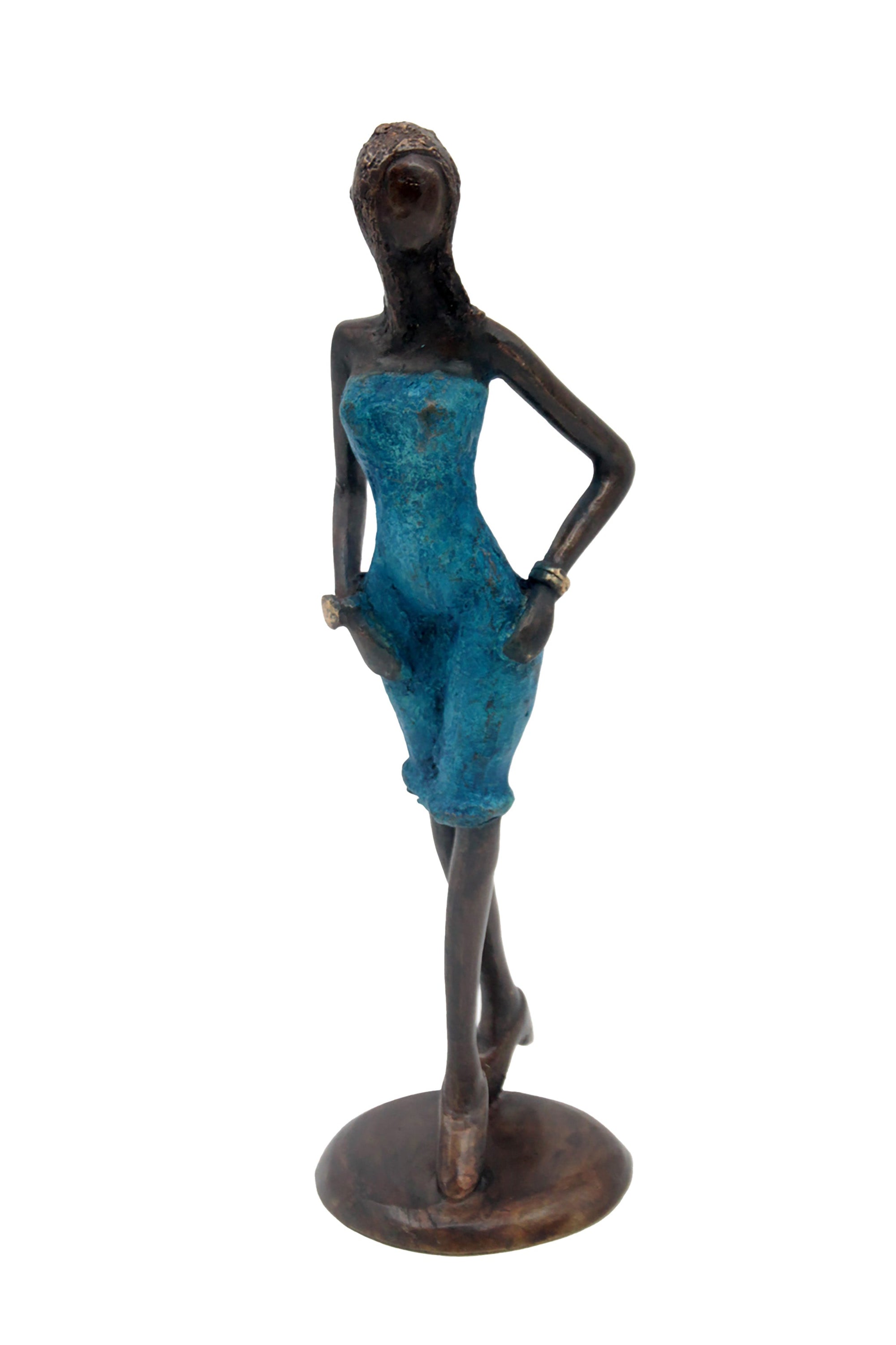 Bronze 30 cm bleu n°8 Bronzes d'Afrique