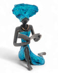 Bronze assis à poser 25 cm bleu n°12