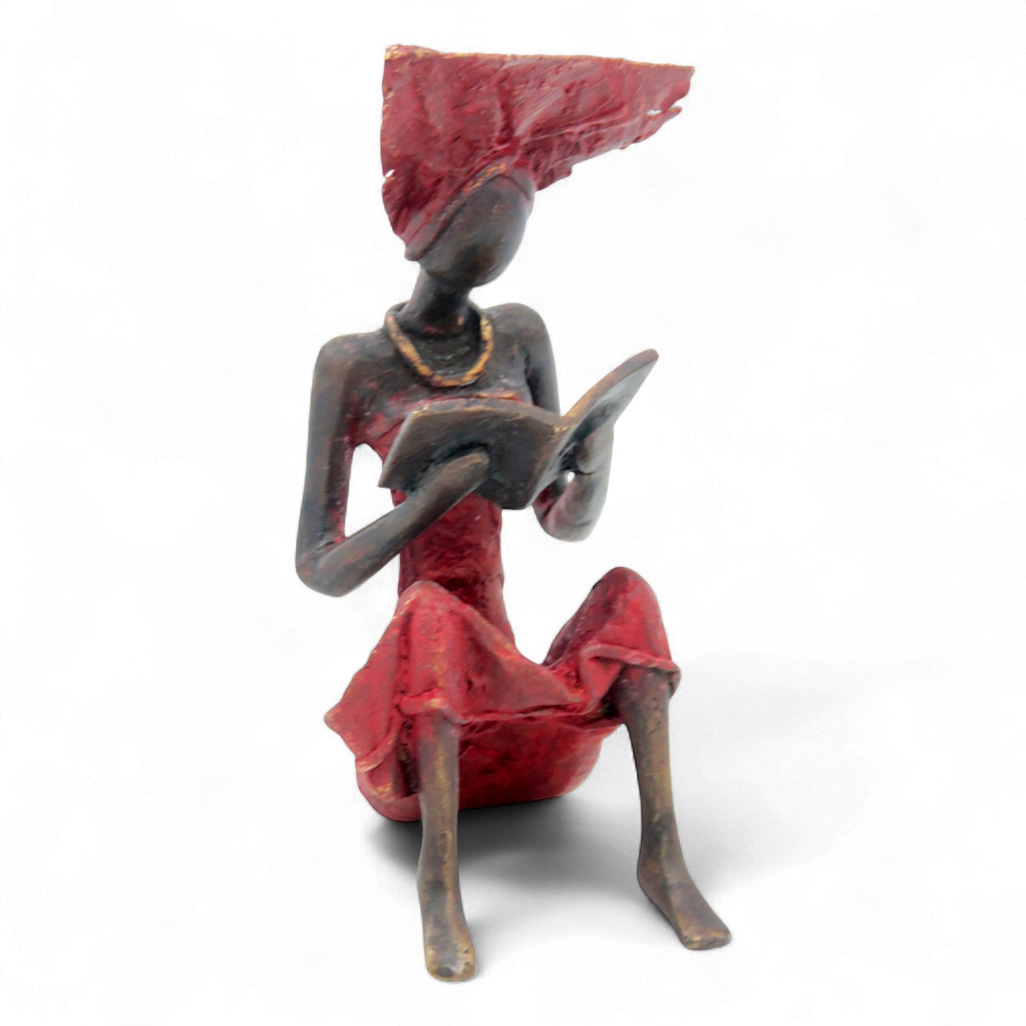 Bronze assis à poser 25 cm rouge n°3